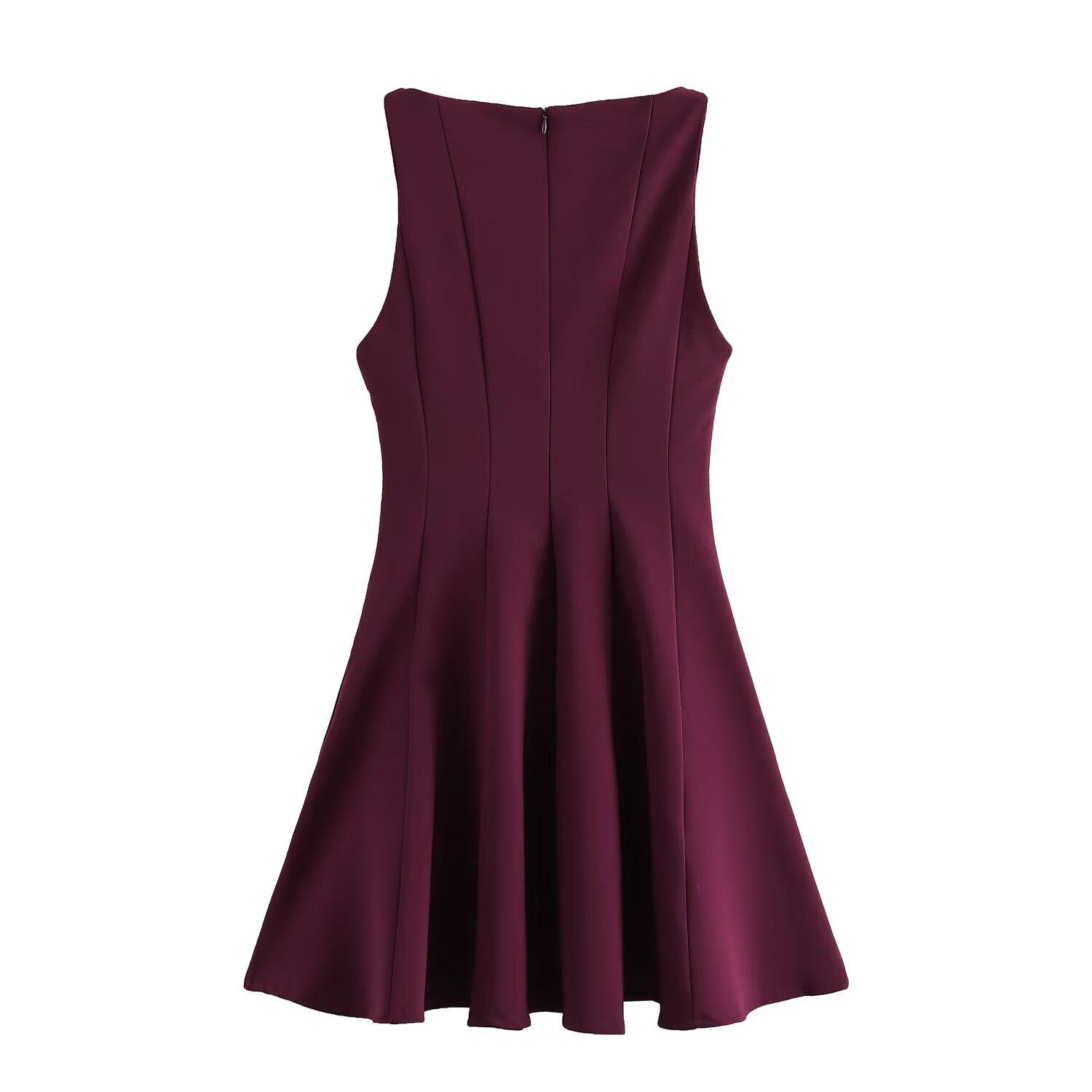 

Весна 2025 Женская мода Платье без рукавов с круглым вырезом и широким подолом Extra Small