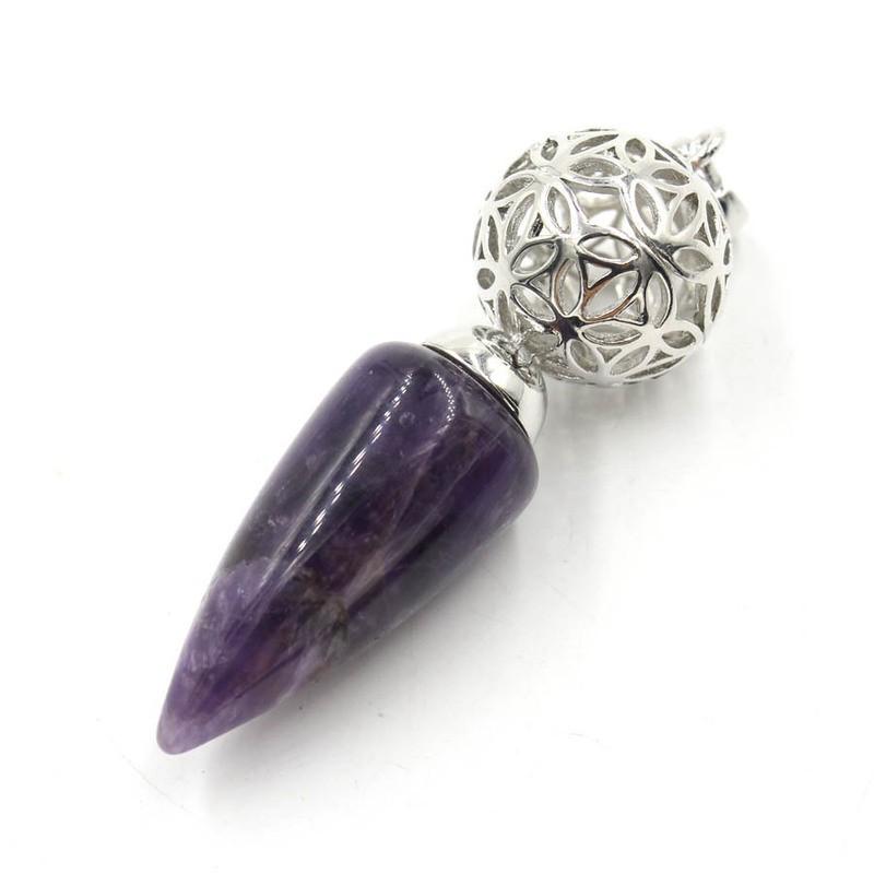 Crystal Carrot Pendant Necklace With Geometric Bulb Shape Boho Chic Jewelry Women Amethyst