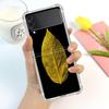 Leaves Luxury Luxury Case For Samsung Galaxy Z Flip 3 4 5g Funda Z Flip3 Clear Pc Hard Shockproof Back Phone Coque Shell