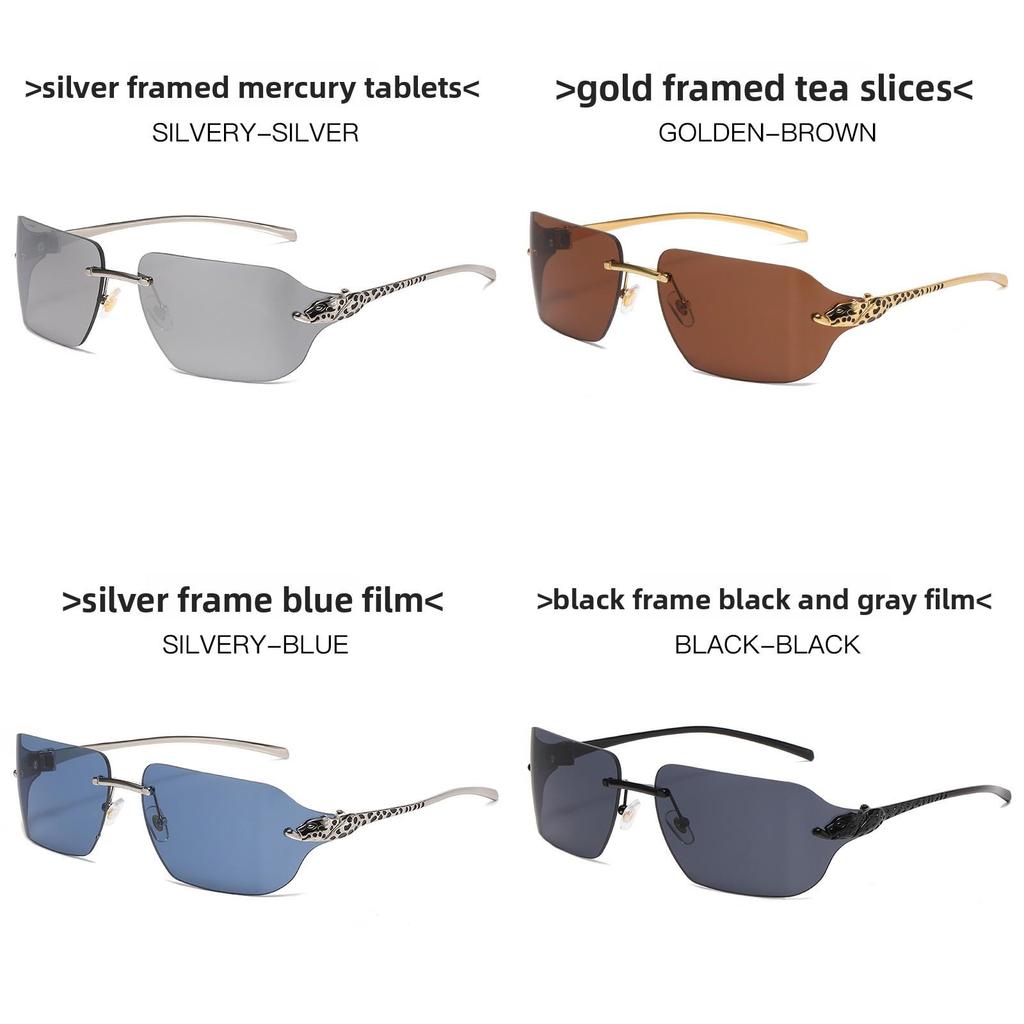 Leopard Metal Frame Sunglasses With Uv400 Protection For Fashionable Men And Women