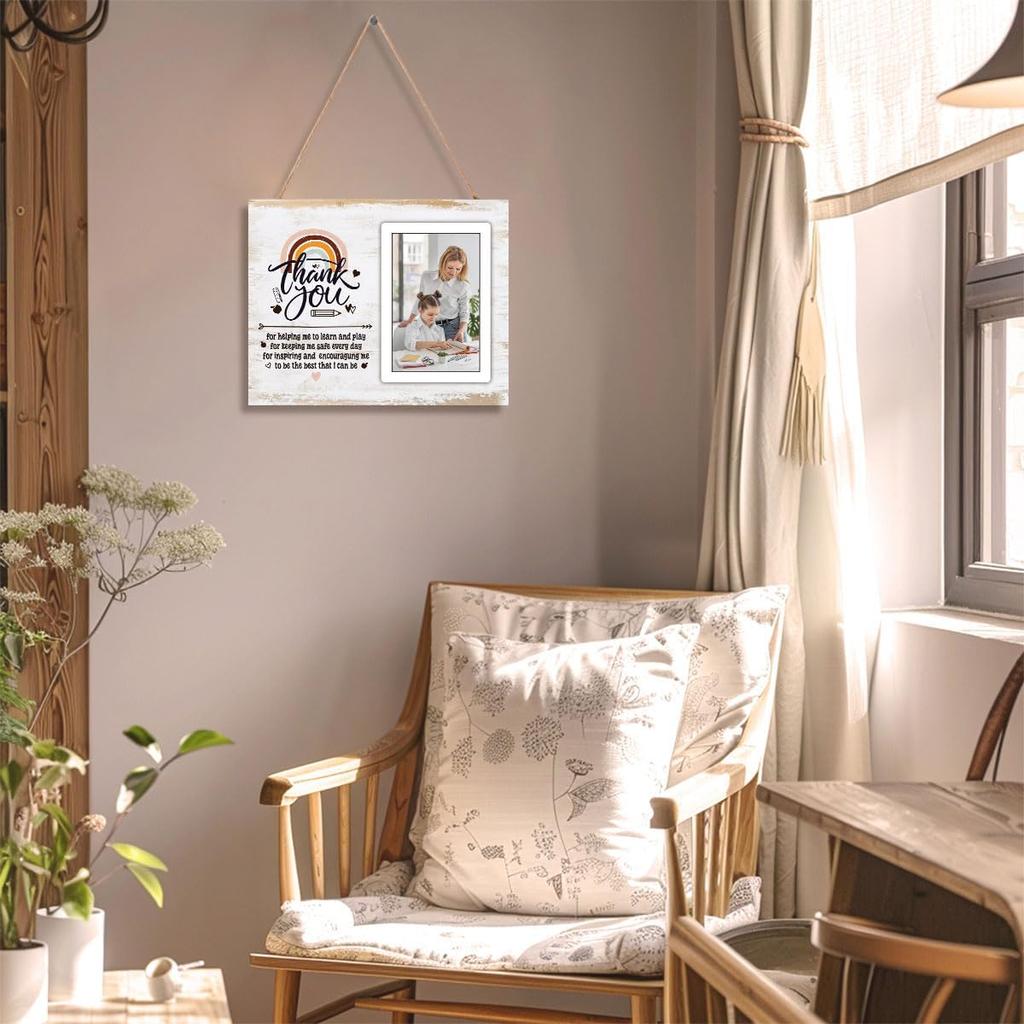 Teacher Appreciation Gifts for Teacher Mentor Tutor Coach Picture Frame with "Thank You for Helping Me Grow" Quote, Wooden Photo Frame for Retirement