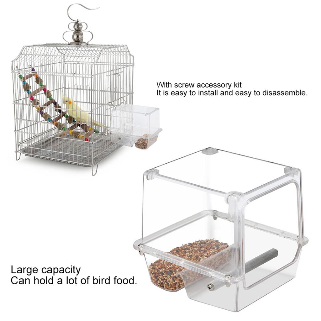 Transparent Plastic Bird Feeder Large Capacity Automatic Bird Feed Container for Parakeet