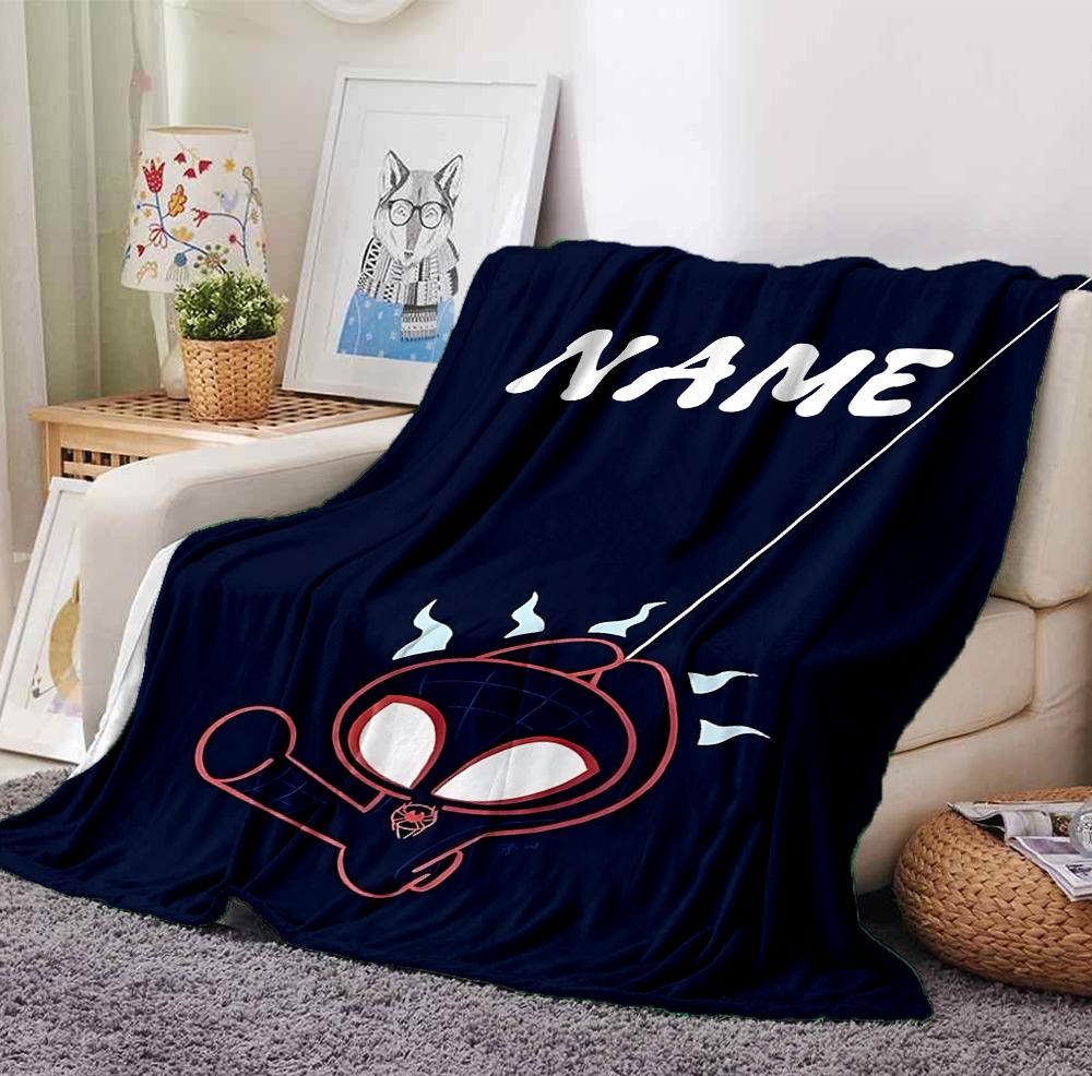 Custom Name Spider-Man Mask Flannel Blanket Throw Blanket Soft Warm Sofa Bed Decor Unique Gift