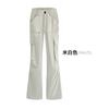 Womens High-Waisted Wide-Leg Cargo Pants 2026 Loose Fit Retro Streetwear Trousers White Black Beige Gray