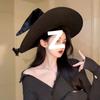 Dark COS Witch Hat Halloween Costume Prop with Wide Brim
