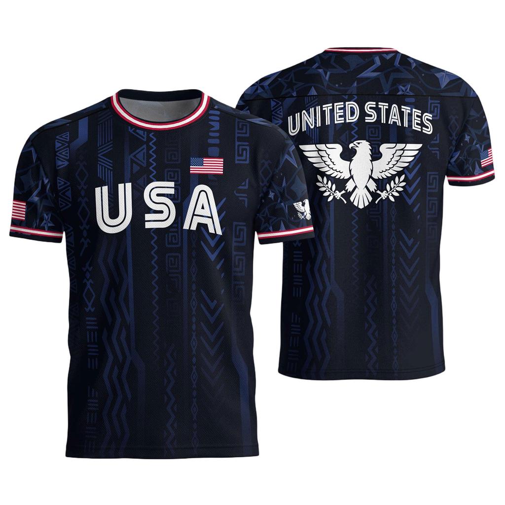 USA Men's Casual Letter Print Short Sleeve T-Shirt