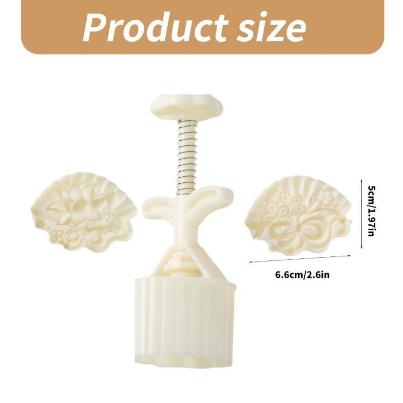 MidAutumn Festival Moon Cake Maker Small Flower Fan Moon Cake Molds Cookie Stamps Hand Press Cookie Dessert Cutter