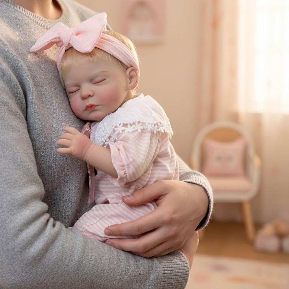 Cloveray 22-Inch Reborn Baby Doll Cute Handmade Realistic Newborn Doll with Changeable Clothes for Collectors and Gifts