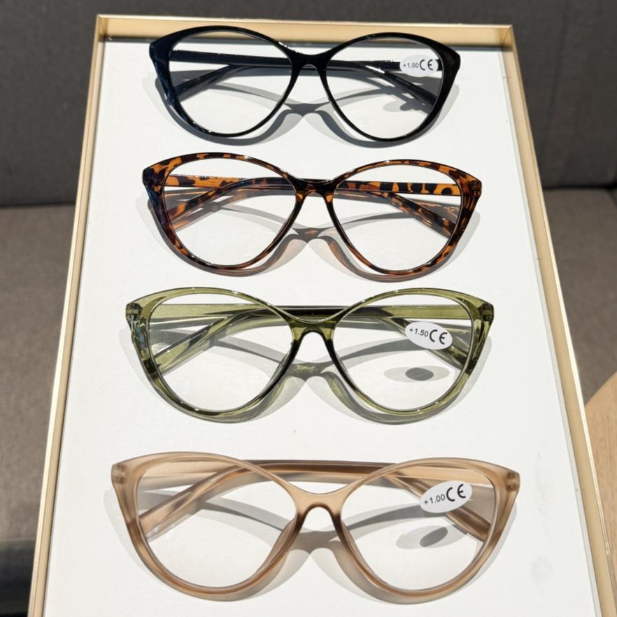 Oversized Cat Eye Reading Glasses for Women Men Ultralight Leopard Color Blocked Anti Blue Light Presbyopia Diopters Glasses