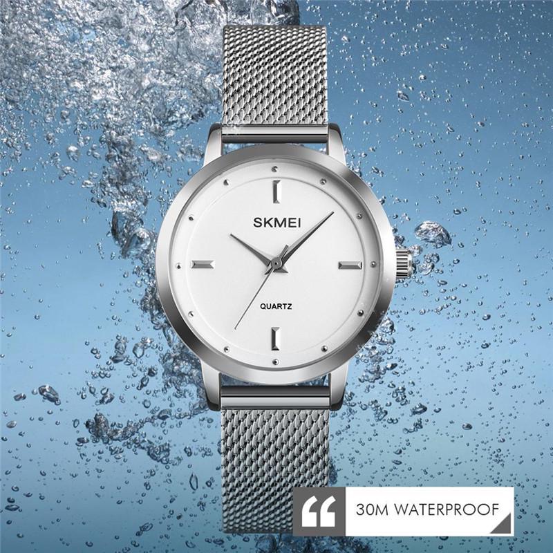 SKMEI Luxury Women Watches Fashion Stainless Steel Waterproof Quartz Watch Women Wristwatch Ladies