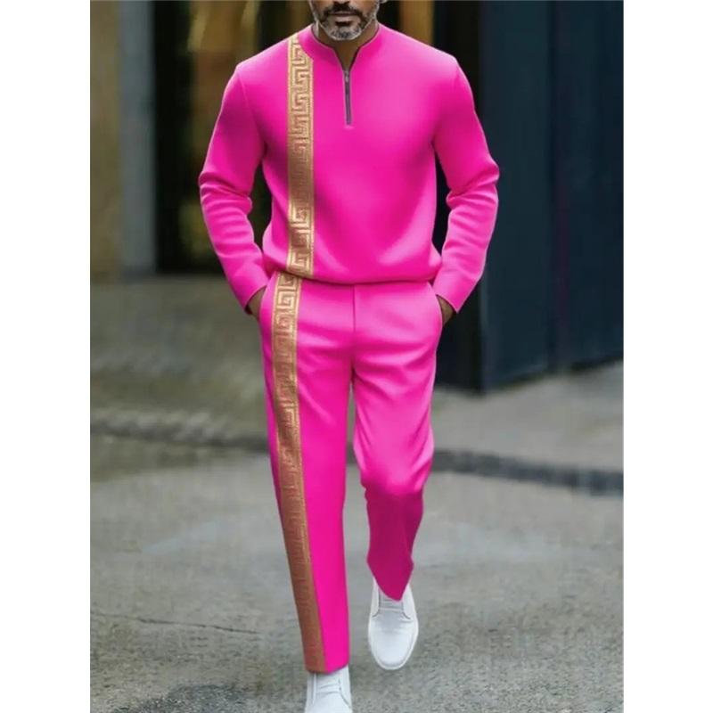 Men's 2Pcs Tracksuit Half Zip Sweatshirt  Jogger Pants Set