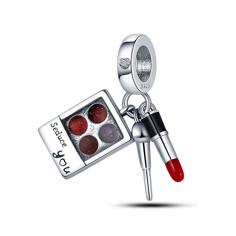 925 Silver Color Fashion High Heels Lipstick Camera Charms Bead Fit 3mm 925 Bracelets DIY Mother's Day Jewelry Gift