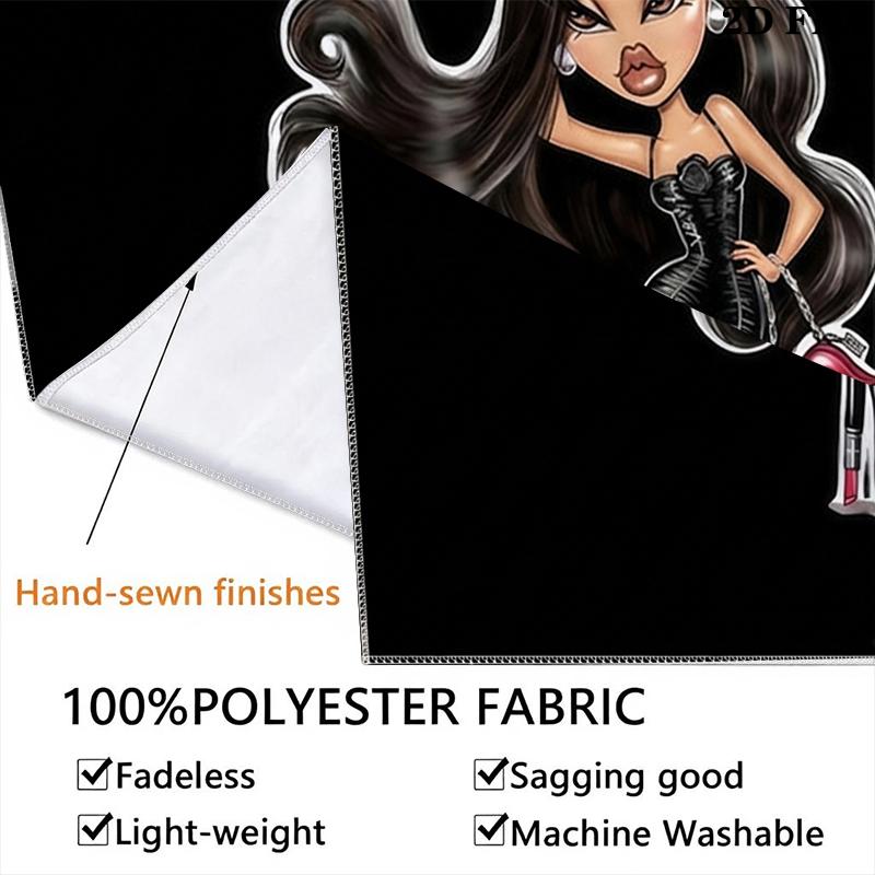 Custom Name Bratz Wall Tapestry Aesthetic Wall Hanging Printed Fabric Blanket Decorative Tapestries for Bedroom Living Room Home Decor