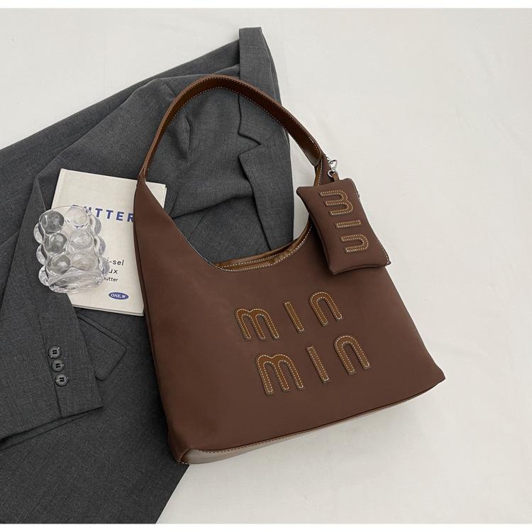 

2025 new trendy retro large-capacity bag women s fashion foreign versatile shoulder bag commuter tote bag кофейный