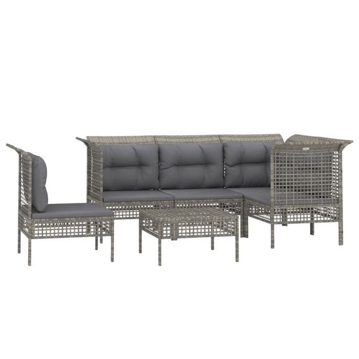 VidaXL Salon de Jardin avec Coussins 6 pcs, Ensemble de Meubles de Terrasse, Mobilier d'Extérieur, Canapé de Patio, Moderne, 3187523