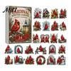 Bird Themed Hanging Ornaments Acrylic Christmas Advent Calendar Box with 24 Ornaments, Desktop Display Festive Countdown Decoration for Home