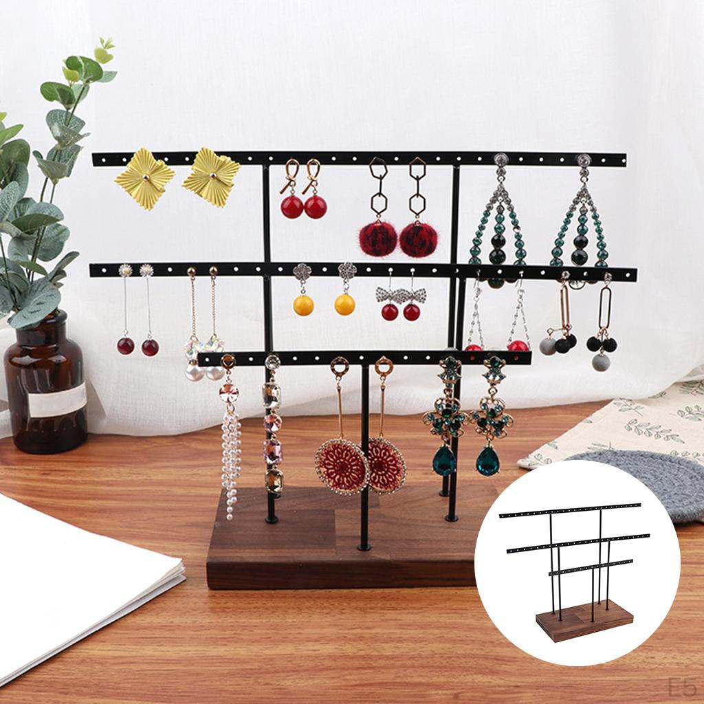 Earrings Holder Organizer Decorative Display with Detachable Wooden Base for Ear Bracelet