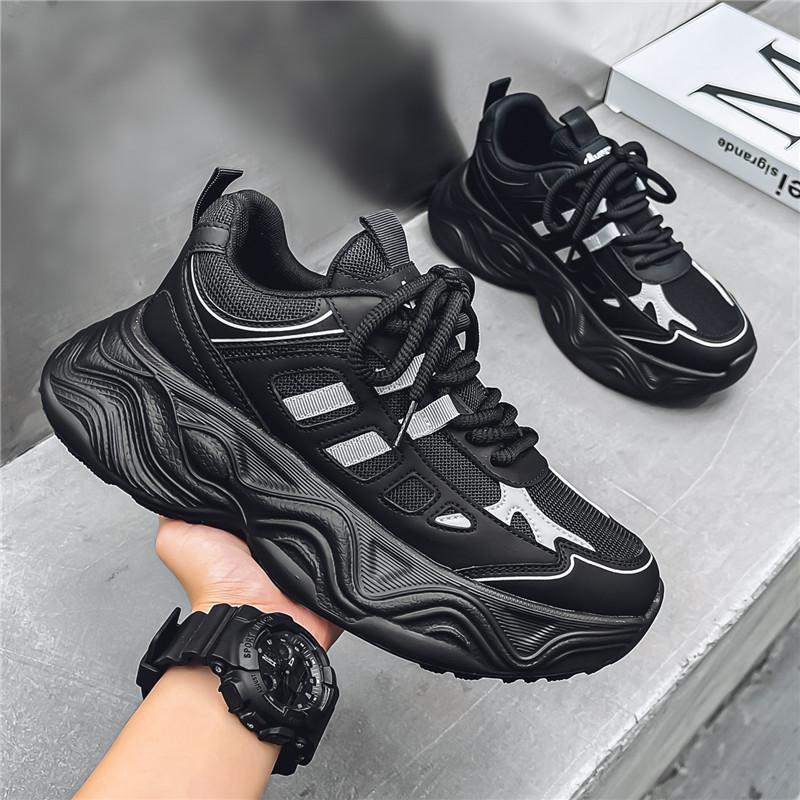 

Интернет знаменитости популярная мужская обувь зимняя молодежная сетчатая кроссовки для бега мальчиков модный бренд Дарт Вейдер платформа папы обувь 39 чёрный