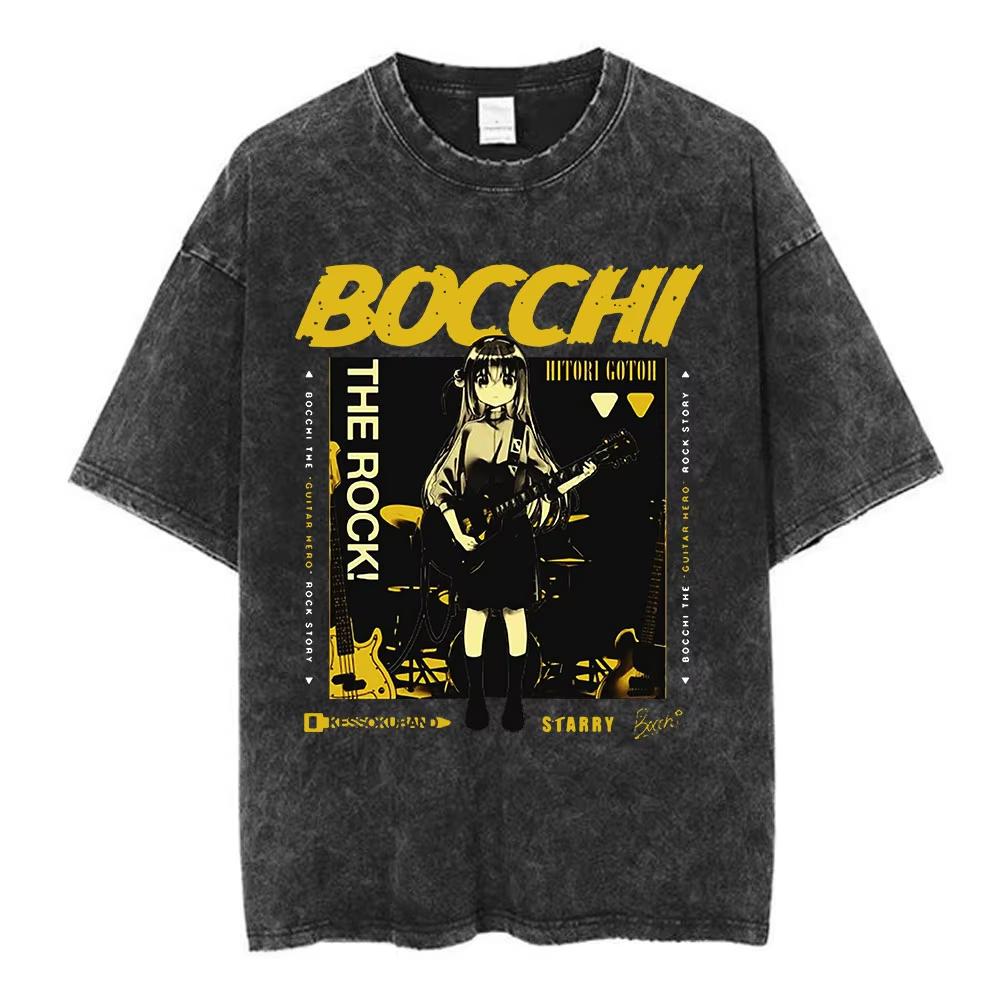 2026 Estate Saldo Estivo Vintage Lavato Anime Bocchi The Rock Gotoh Hitori Kessoku Band Maglietta Uomo Donna Maglietta Oversize Vintage