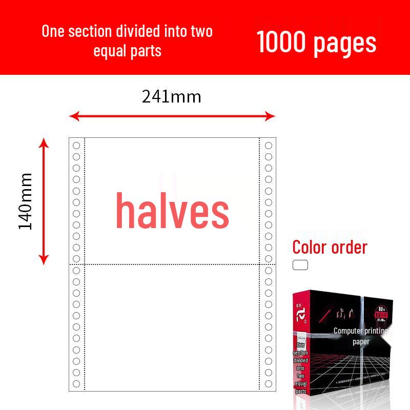 Pinfeed Computer Print Paper: Available in 1 to 5 parts, 241 vouchers, with options for two or three equal parts.