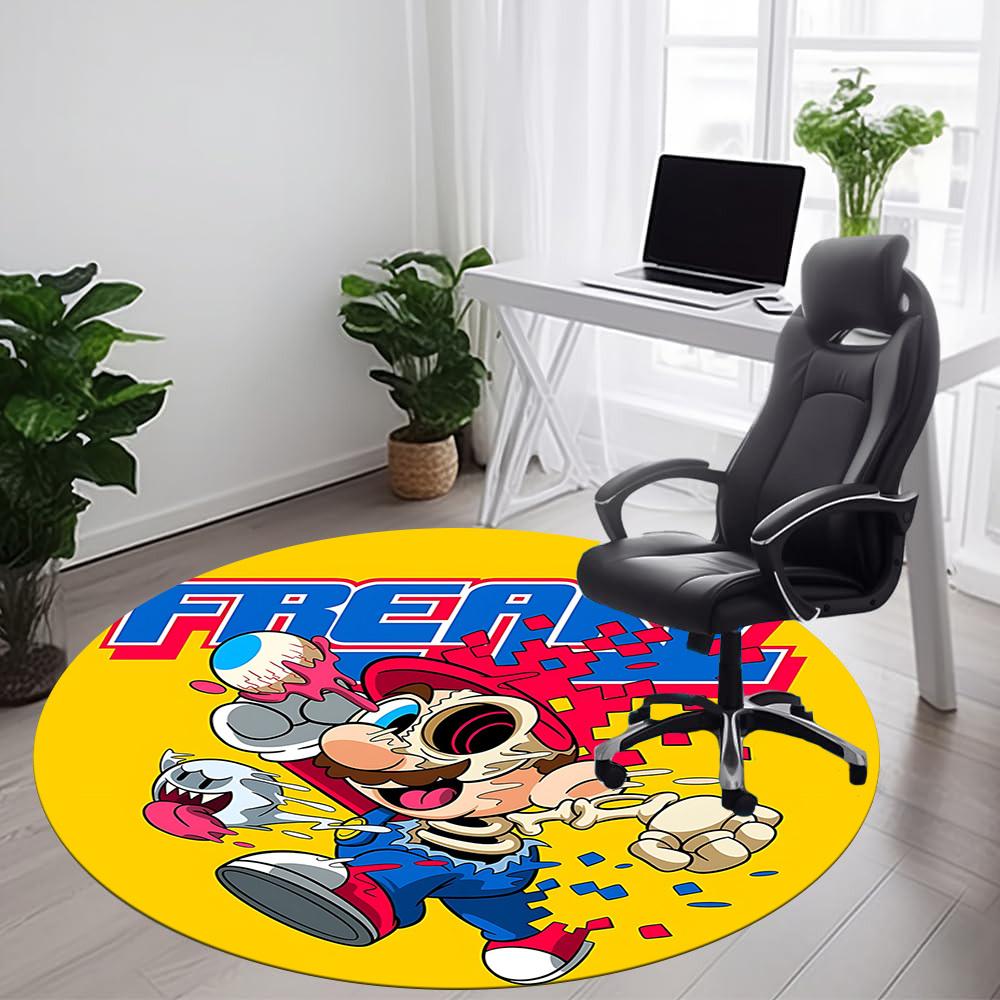 1PC Mario Office Round Area Rug, Indoor Mat Suitable For Office, Under Office Chairs Bedroom Living Room Home Decor, Room Deco110