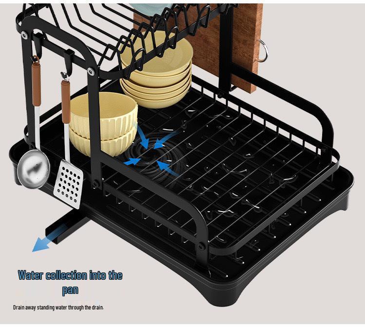 Multi-functional Kitchen Bowl & Dish Rack with Draining and Cutting Board Storage