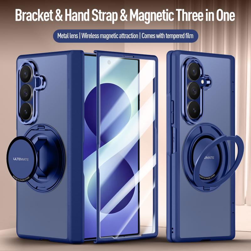 Matný matný kryt pro Samsung Galaxy Z Fold8 Ultra/Fold 8 Ultra/360° otočný magnetický držák Řemínek na ruku S krytem na skleněnou obrazovku