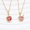 Luxury Pink Zircon Heart Necklace For Women Gothic Sword Go Through Love Choker Elegant Crystal Flower Necklaces Y2k Jewelry