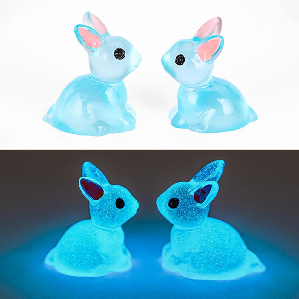 50 szt. Małe Plastikowe Króliki Świecące w Ciemności Miniaturowe Króliczki Miniaturowa Figurka Królika do Wypełniania Jajek Wielkanocnych Dekoracja Bajkowego Ogrodu