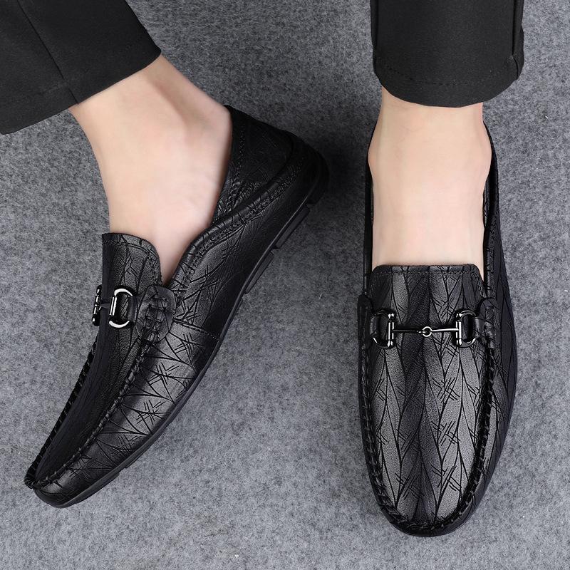 Einfache lässige Schuhe für Herrenfuß-Set, große Größe, Lederschuhe, schwarze Schuhe, Echtleder, Mützen-Schuhe für Herren 49