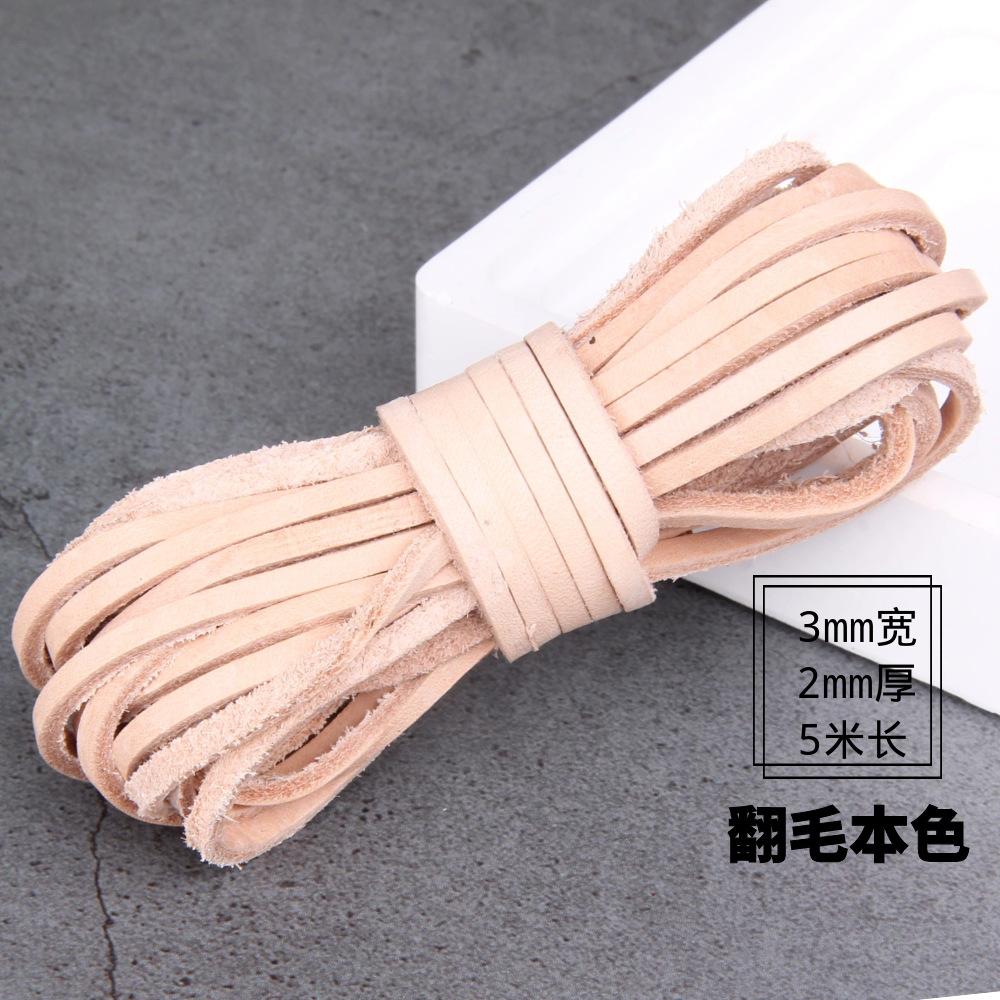 Diy Jewelry Material Handmade Beaded Accessories, Real Cowhide Strip 3Mm Wide First Layer Flat Leather Rope Bracelet Necklace Rope