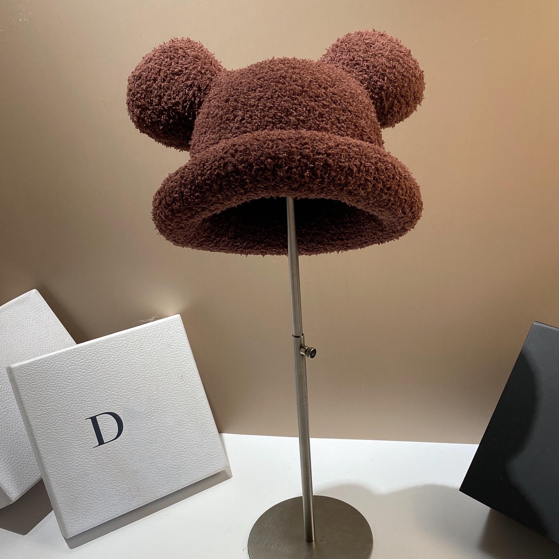 

Light Version Bear Ear Hat Japanese And Korean Trendy Cute Sweet Bag Head Hat Personality Cute Girl Loli Versatile Basin Hat M（56-58cm） темно-коричневого кольору