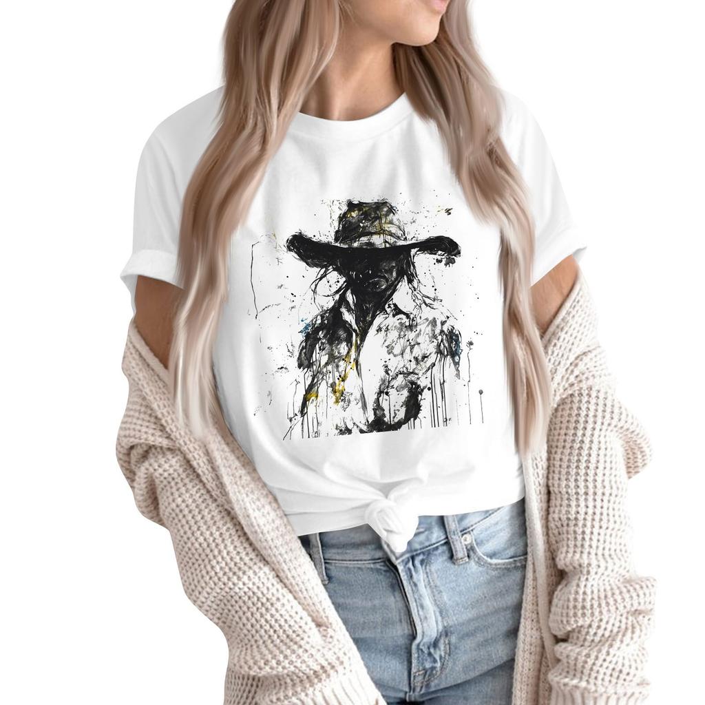 T-shirt décontracté à manches courtes et col rond pour femme