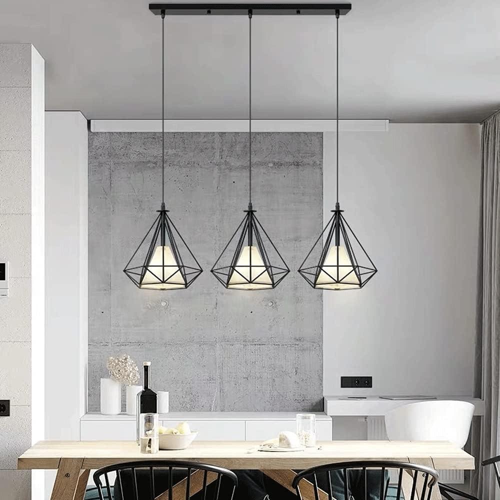 Industrial Pendant Light Led Adjustable Hanging Lamp Shade for Home Kitchen Metal Cage Pendant Lighting for Island Dining Room