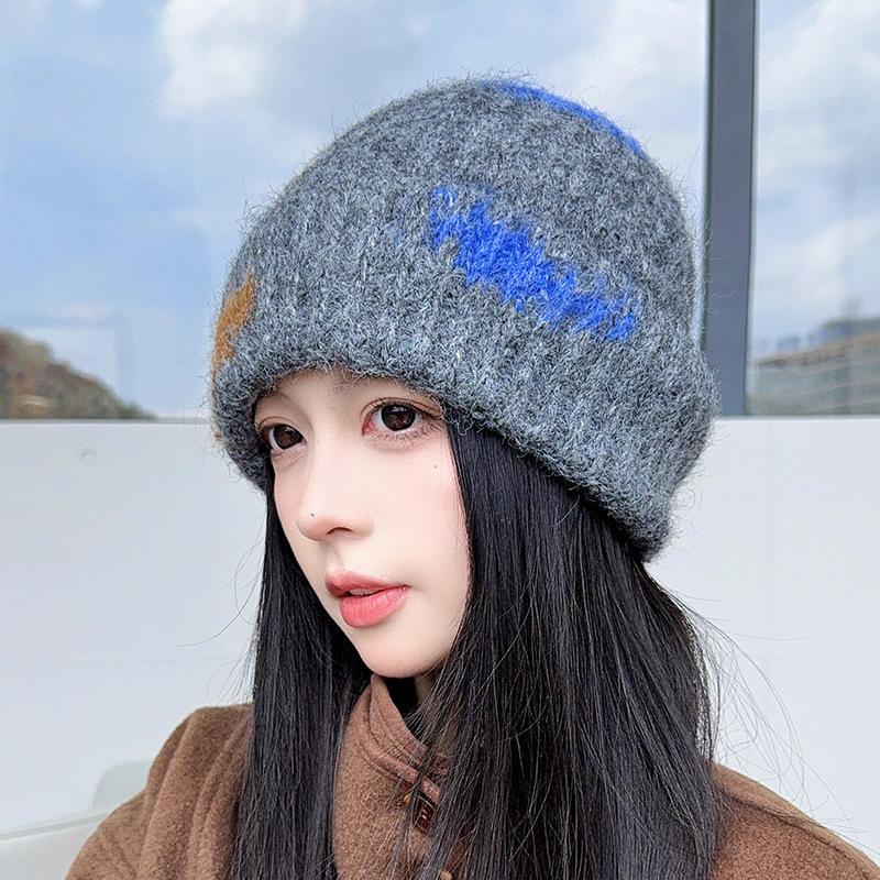 

Autumn and Winter Large Head Circumference Face Showing Small Woolen Hat Atmospheric Outdoor Warm Knitted Hat Ear Protection Melon Skin Hat for Men M（56-58cm）