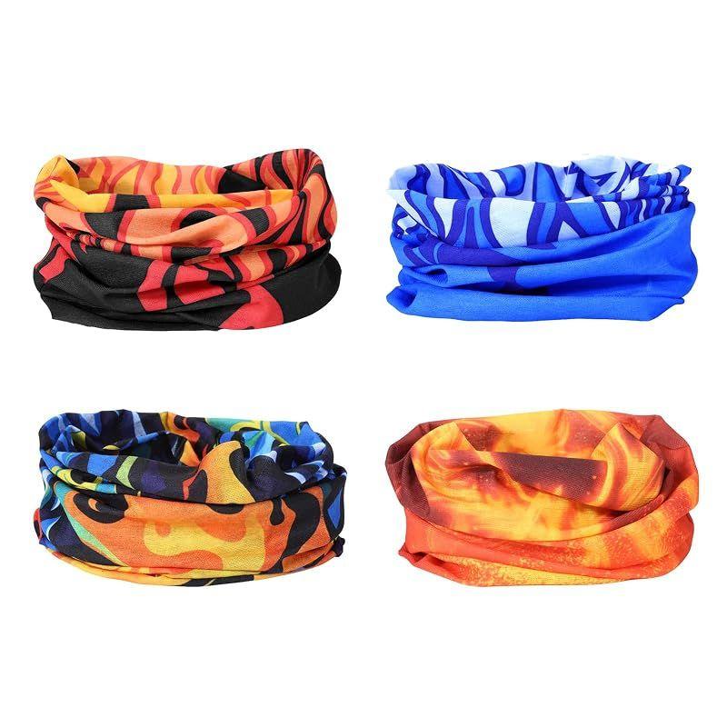 Used [NEW] [SMEHCF] Multipurpose Bandana 4pcs for Women Men Headband Balaclava Hair Head Scarf Face Half Airsoft Paintball Mask Neck Gaiter