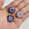 Natural Slice Stone Amethysts Purple Pendant Quartz Crystal Irregular Charm For Handmade Jewelry Making Necklace Earring Diy