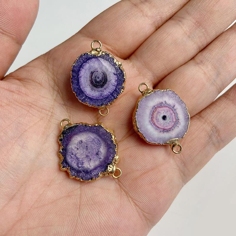 Natural Slice Stone Amethysts Purple Pendant Quartz Crystal Irregular Charm For Handmade Jewelry Making Necklace Earring Diy
