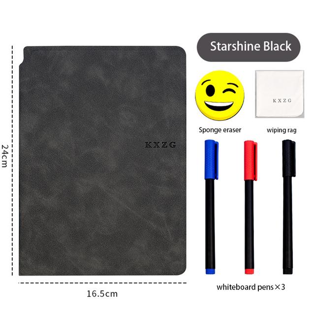 Customizable and  Reusable  Smart Leather  Erasing Cloth Weekly Planner   Notebook for Office Notebook чёрный