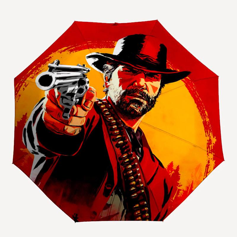 Cowboy Red Dead Redemption Auto Open/close, 8-Rib Iron Frame, Compact Folding Windproof Umbrella All-Season  0808091