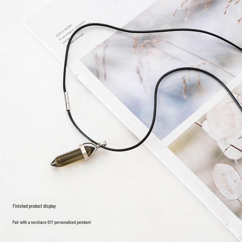 Hexagonal Column Diamond Bullet Pendant Necklace