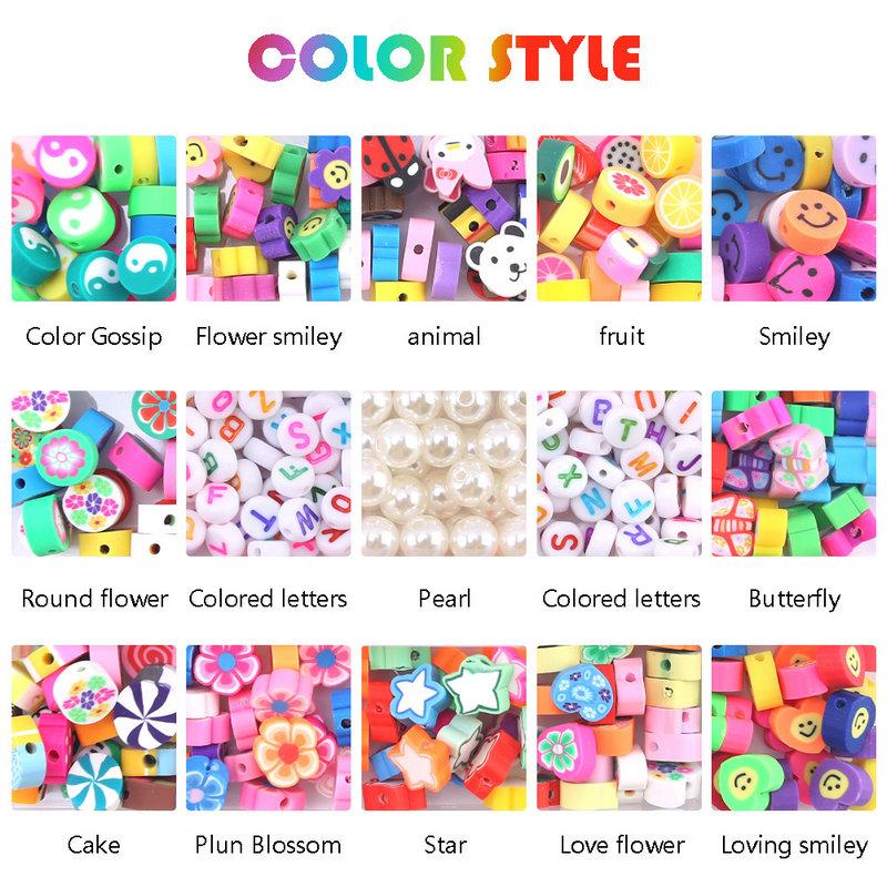 Polymer Clay Beads Kit 15 Style Cute Heart Star Clay Beads Charms for Jewelry Necklace Earring Making DIY Bracelet Accessories