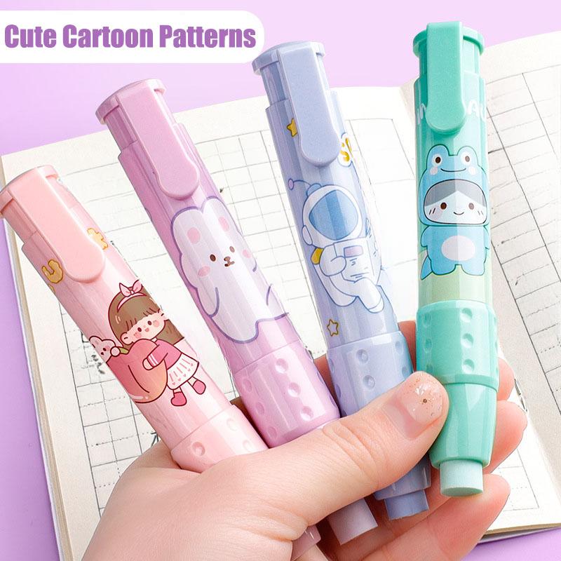 3in1 Press Eraser Pen Set Cute Retractable Rubber Push-pull Mechanical Eraser Art Stationery School Office Correction Supplies