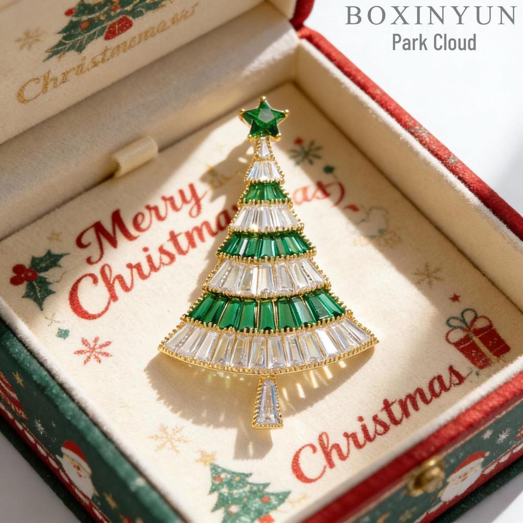 Bo Xin Yun Exquisite Green Christmas Tree Brooch - Luxury Winter Clothing Accessory and Gift Ornament