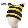 Cozy Headwear for Crochet Headgear Women Girls Ear Hat Girls Cat Striped Slouchy Retro Style