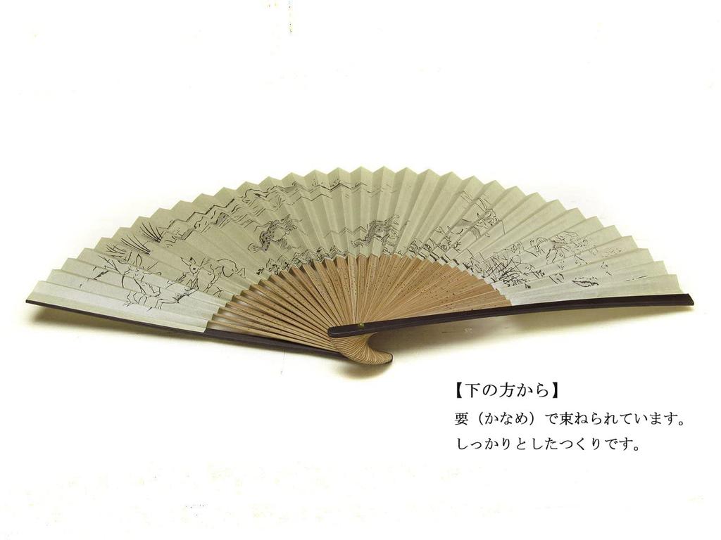Kyoto folding fan featuring Choju Jinbutsu Giga Jinbutsu Giga made in for paper folding handmade by featuring a Japanese famous and a national Kosanji