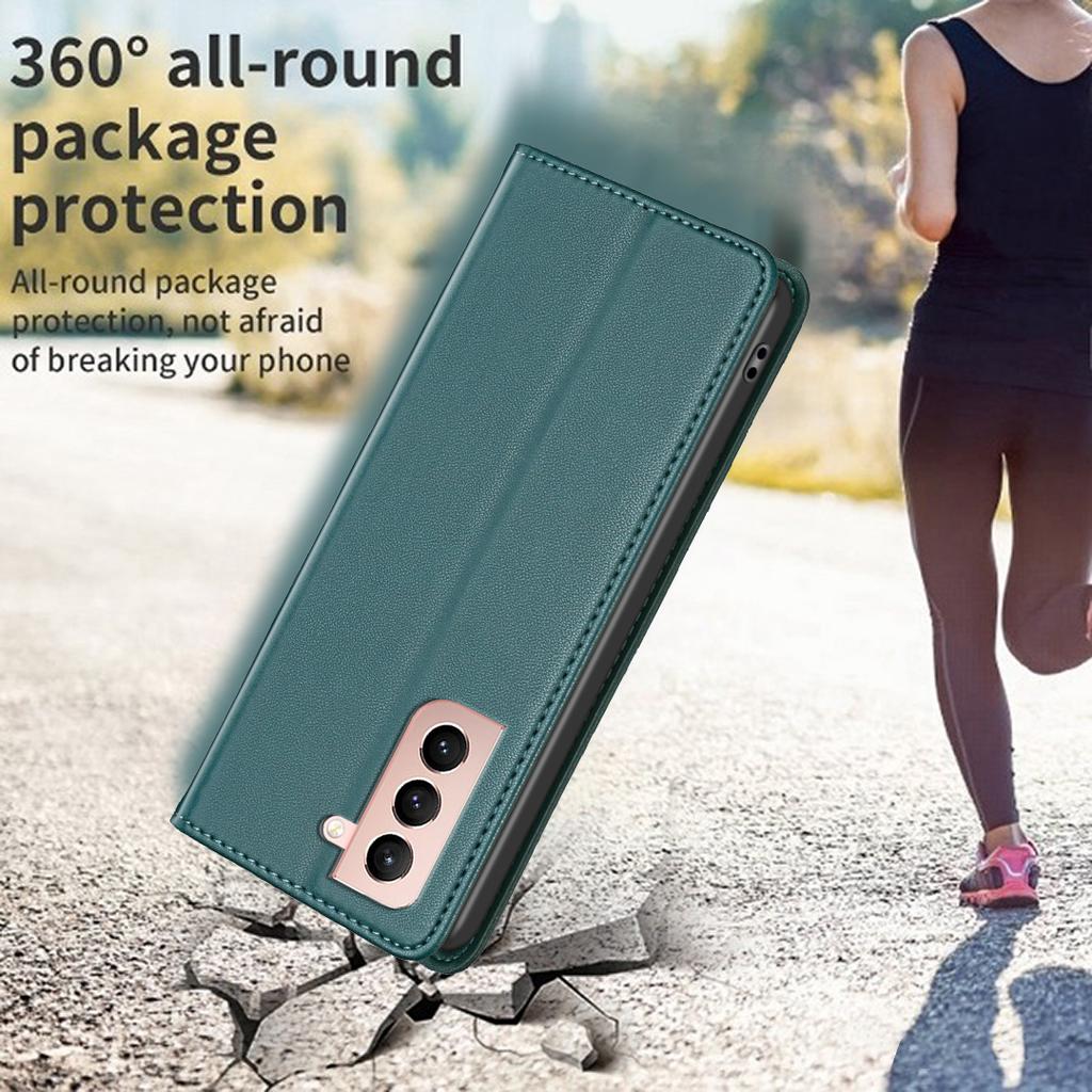 BINFEN COLOR BF18 for Samsung Galaxy S21 4G/5G PU Leather Stand Phone Case Card Slots Phone Cover
