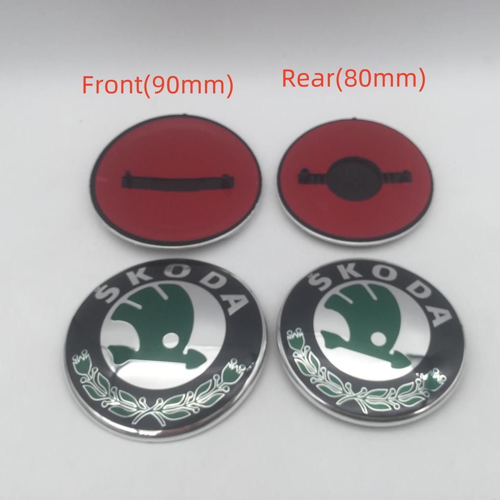 ADZ1 10pcs for SKODA Octavia Superb Car Emblem Front Grille Head Hood Bonnet Rear Tail Bumper Trunk Sticker Badge Styling Accessories
