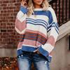 Women's Long Sleeve  Striped Color Block Casual Loose Knitted Pullover