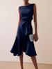 Elegant Red Sleeveless Dress With Ruched Polyester Fabric For Business And Party Wear